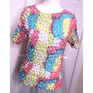 Unbranded Womens Abstract Popcorn Crinkle Top OS Y2K‎ Stretch 3D 90s Fairy Twee